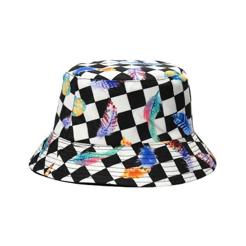 

Berets Spring Summer Sun Hat Plaid Print Bucket For Men Women Outdoor Fashion Fishing Hunting Cap Bob Chapeau Fishman HatBerets, As pic