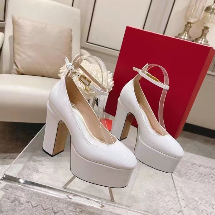 

New spring and summer round toes fashion women's high heels comfy dress shoes made of cowhide waterproof platform sexy box packaging size 35-41, Red