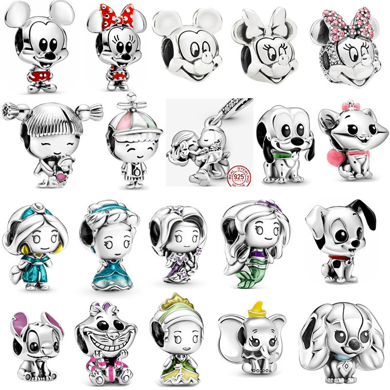 

Fashion 925 Sterling Silver Charms Luxury Loose Beads Beads Cute Boys Girls Original Fit Pandora Bracelet Princess Mouse Pendant DIY Women's Jewelry Gift