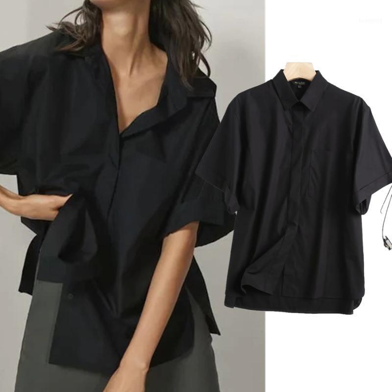 

Women' Blouses & Shirts Withered England Fashion Simple Poplin Black Solid Casual Summer Blouse Women Blusas Mujer De Moda 2022Kimono Shirt