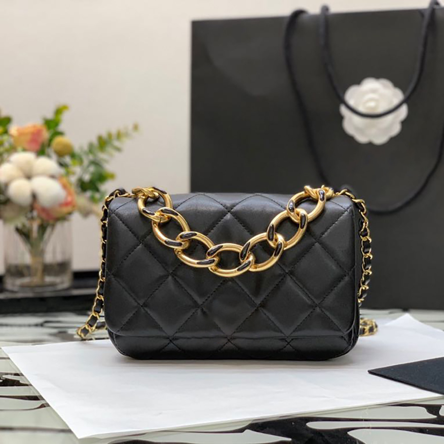

Original Quality Diamond Lattice 21CM Designer Cross Body Bags Women Sheepskin Flap Bag Luxuries Designers Thick Chain Bags With Box C079
