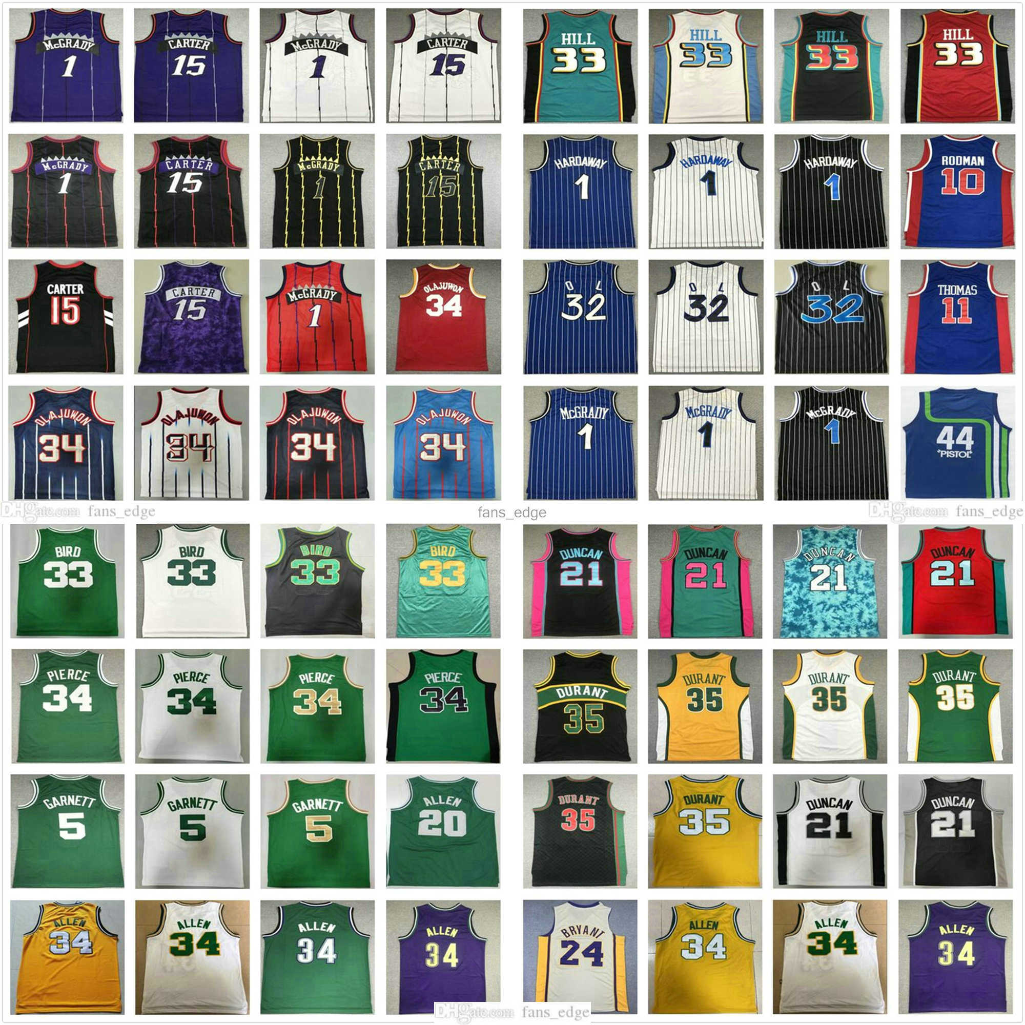 

2022 Retro Vince 15 Carter Basketball Jerseys Tracy 1 McGrady Hakeem 34 Olajuwon 5 Kevin Garnett 20 Ray Allen 34 Paul Pierce Tim 21 Duncan Kevin, Tell us which one