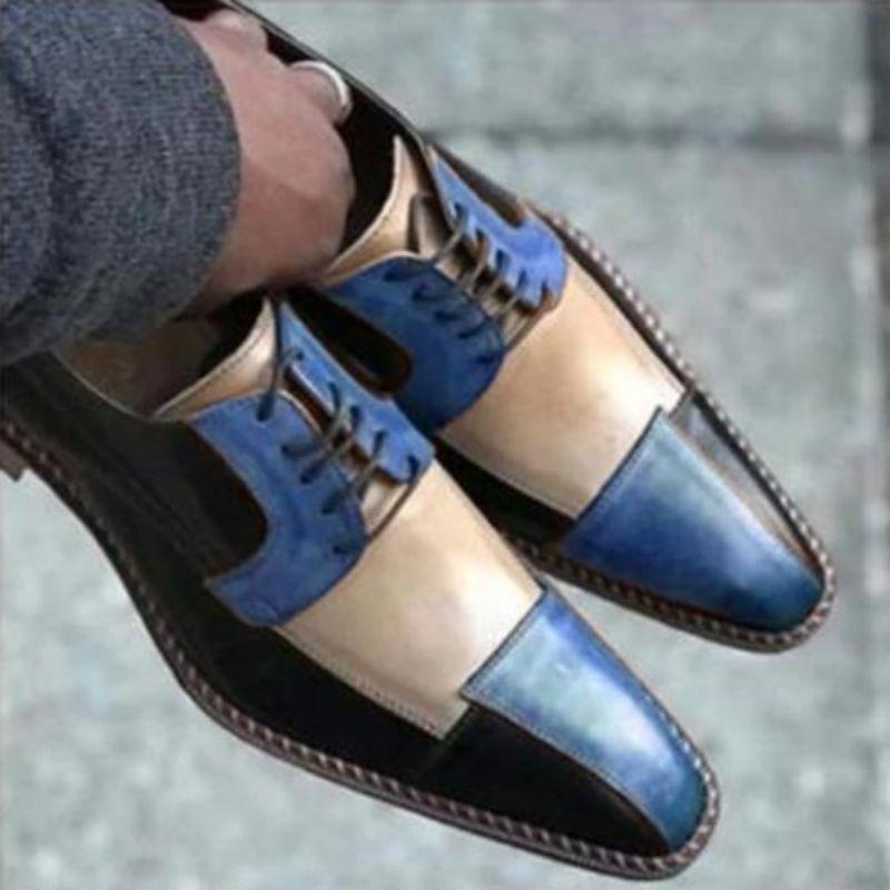 

Oxford Shoes Men PU Leather Round Toe Flat Heel Casual Fashion Stitching Lace Comfortable Breathable Simple Gentleman Business Formal Shoes CP126, Clear