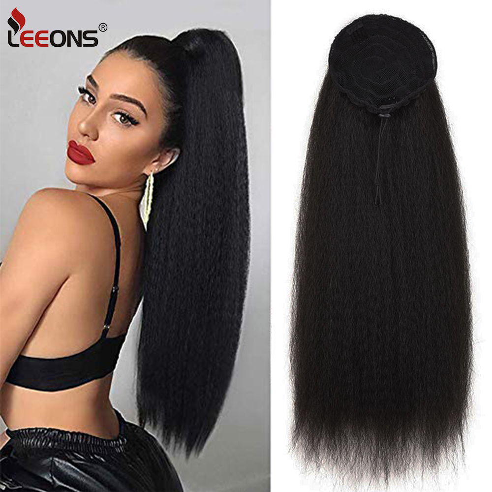 Accessories 22 Inch Drawstring Ponytail Hair Extension Synthetic Clip In Afro Kinky Straight Ponytail Hairpieces With Elastic Band And Comb-image-762268446