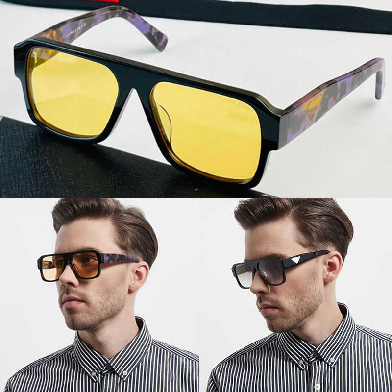 Classic Retro Aviation Sunglasses Symbole spr22y Luxury yellow purple temples Women Men flying shape Oversized Frame Designer triangle logo Shades 7
