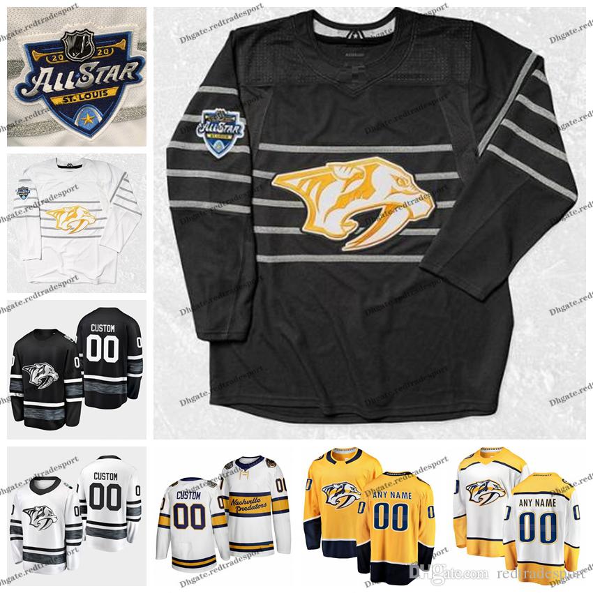 

2020 All Star Game 59 Roman Josi Customize Nashville Predators Hockey Jersey Weber Ekholm Matt Duchene Granlund Forsberg Rinne Arvidsson, Classic white