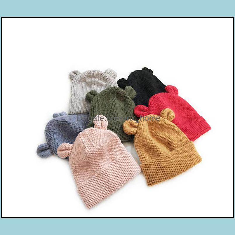 

Caps Hats M363 New Autumn Winter Baby Kids Knitted Cute Bear Ears Cap Boys Girls Warm Beanie Children Drop Delivery 2021 Mxhome Dhx0V, Army-green