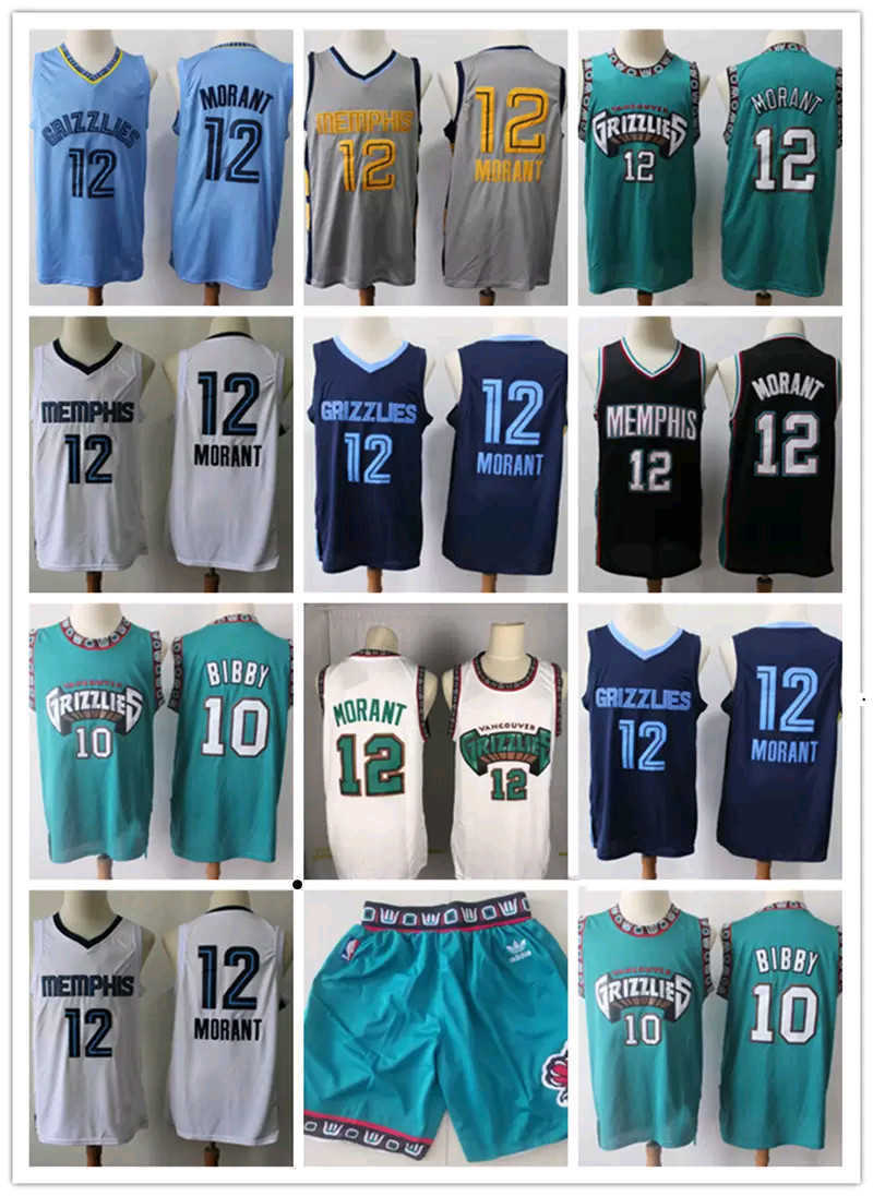 

Men Memphis''Grizzlies''Jersey Throwback Mike 10 Bibby Ja 12 Morant Basketball Shorts Jerseys green Blue