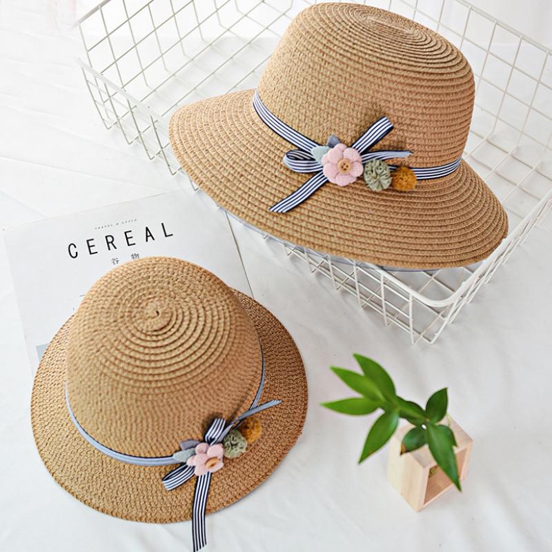 

Wide Brim Hats HT2313 Summer Hat Women Solid Plain Floppy Straw Lady Parent-child Beach Sun Kids Child Panama Bucket Cap, Green