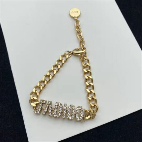 

have box 2022 Fashion new designed Charm ladies Link Chain Bracelets hollow out Letters with diamonds 18K gold plated women's bracelet Designer Jewelry 9 styles