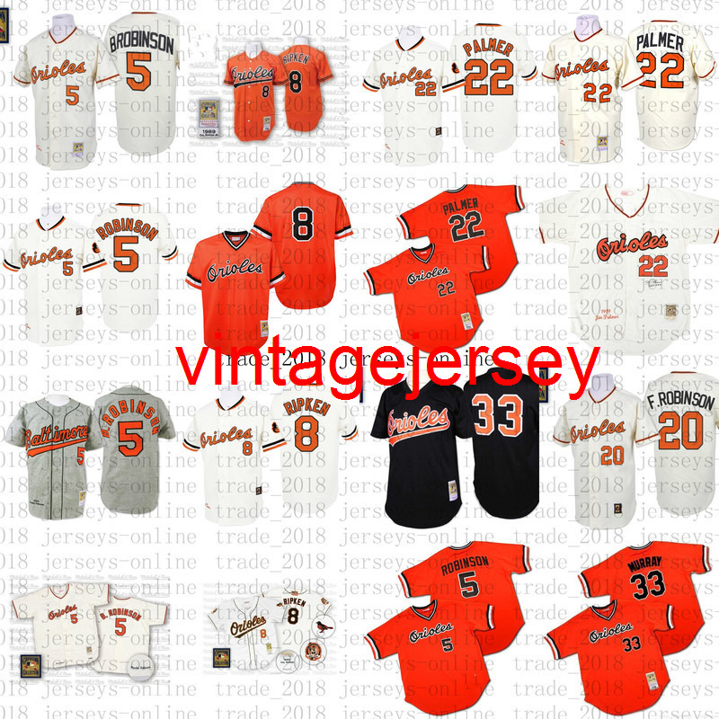 

Men's Mitchell and Ness S #22 Jim Palmer 5 Brooks Robinson 8 Cal Ripken 33 Eddie Murray Throwback Jersey 03, As picture