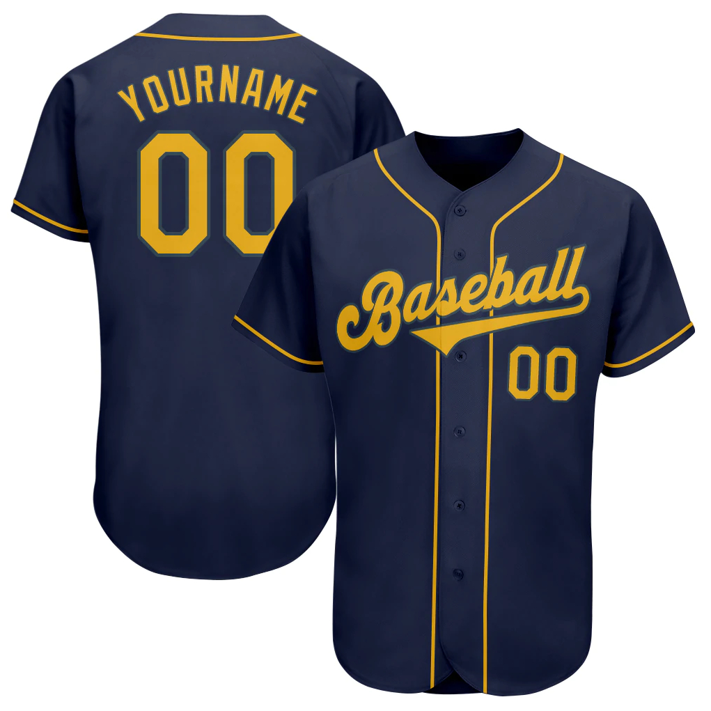 

Custom Navy Gold Authentic Baseball Jersey, Youth size s-xl