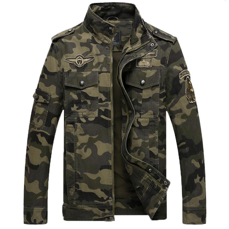 Men's Jackets Military Camouflage Jacket Men Embroidery Casual Cotton Coats Outwear Windbreaker Bomber Pilot Army Flight Male ClothingMen�
