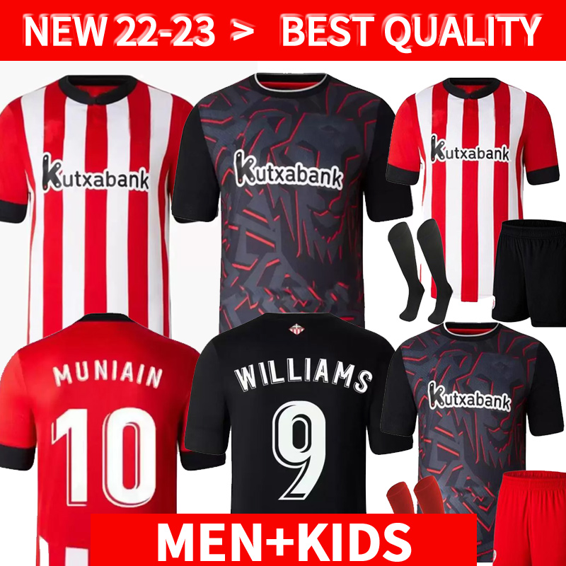 

22 23 Athletic Bilbao Soccer Jersey 2022 2023 Kids kit Football Shirt camiseta de futbol WILLIAMS BERENGUER MUNIAIN RAUL GARCIA VILLALIBRE IBAI CAPA Menuniform 999, 2223 away + patch