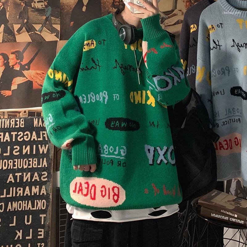 

Men's Sweaters 2022 Korean Version Of Autumn And Winter Clothing Trend Round Neck Letter Creative Loose Wild Couple Casual Pullover Sweater, Green