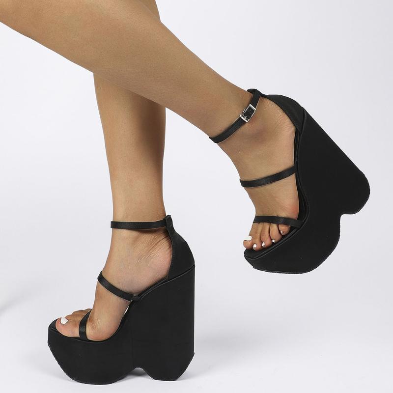 

Dress Shoes Brand Design 2022 Summer Platform Woman Sandals High Heeled Elegant Sexy Fashion Women Modern Big Size 42, Black