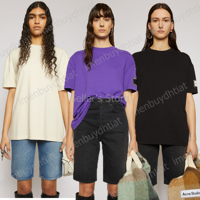 2022 Nordic Luxury Brand Ac Studios Summer Short Sleeve t Shirt Paste Cloth Letter Embroidered Pure Cotton Round Neck Women's
