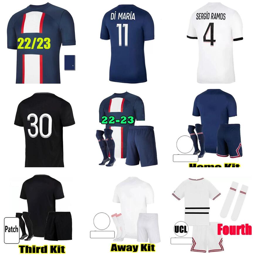 

Maillots de football MBAPPE Men kids set Jerseys Shorts Socks kits 21 22 23 soccer jersey pSGS MESSIs Fourth 2021 2022 2023 Hakimi shirt, 21-22 home