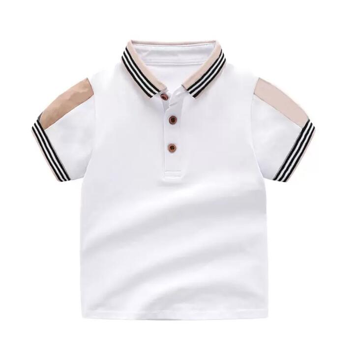 

New 2022 Baby T-shirt for Boy Kids Casual Stripe Shirt Tops Summer Toddler Boys Lattice Shirts for Children 1-7 Years, White
