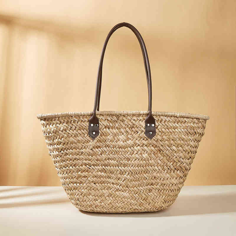 

Versatile Simple Handbag Large Capacity Straw Woven Bag Shoulder Bag Women's Holiday Beach Ins Day Trip 220614, Primary color