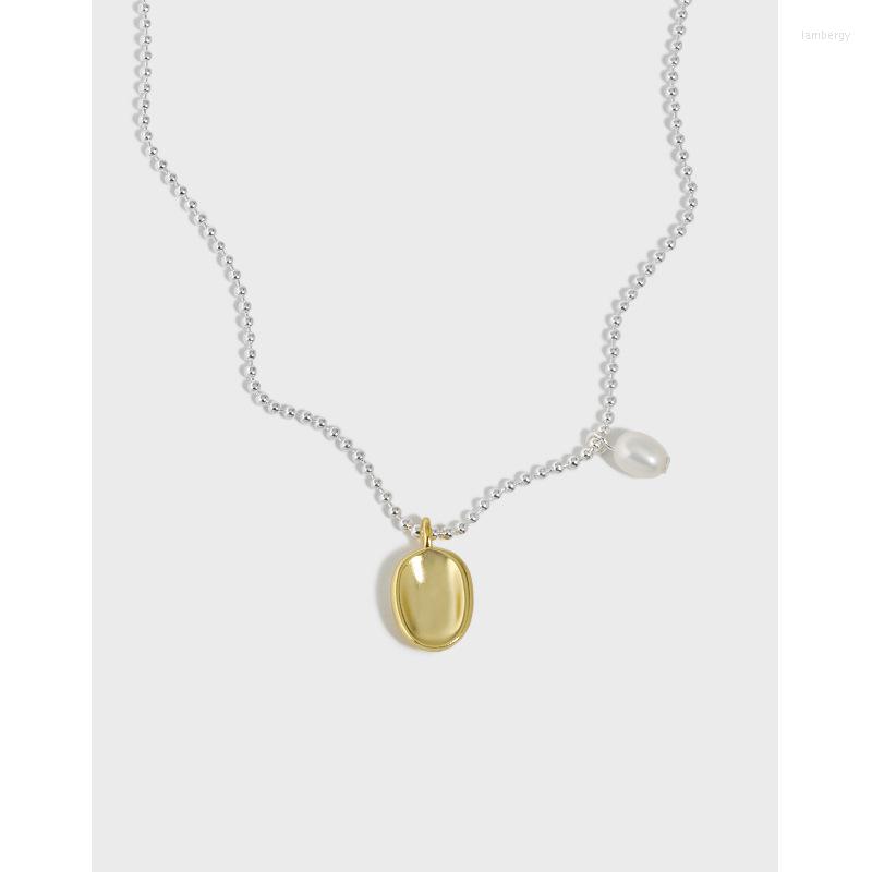 

Chains S925 Sterling Silver Women Freshwater Pearl Tag Round Bead Chain Necklace Choker Simple Delicate Jewelry For WomenChains