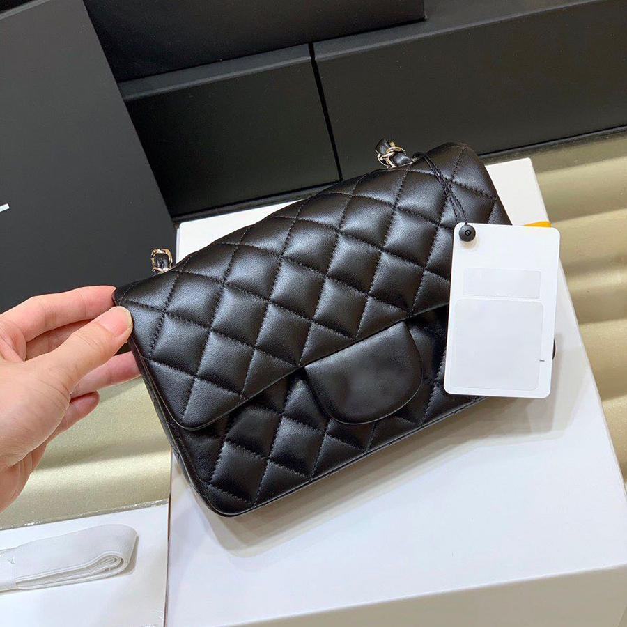 fashion woman shoulder bag 20cm A69900 Sheepskin and caviar skin Mini flap bag crossbody bags Luxurious designer bagss chain bag With box C002