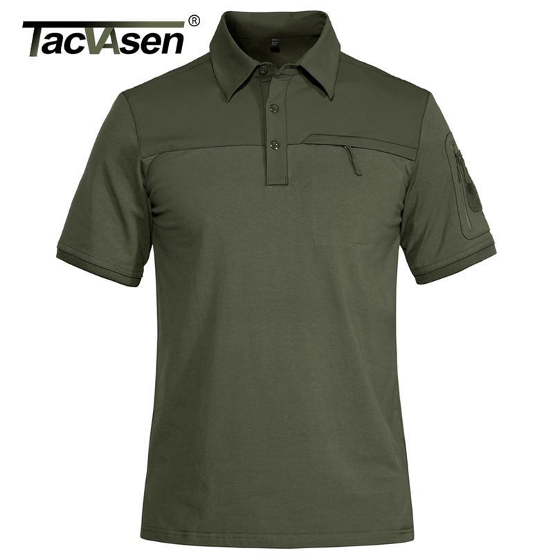 

TACVASEN With 2 Zipper Pocket TShirt Mens Tactical Military Short Sleeve Polo Shirts Casual Team Work Golf Tops Man Clothing 220704, Short sleeve navy