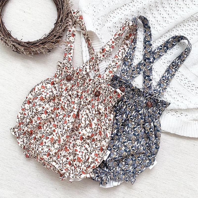 

Jumpsuits Kids Baby Girl Sleeveless Braces Rompers Floral Spring Autumn Printing Born ClothesJumpsuits, Cr201031 blue