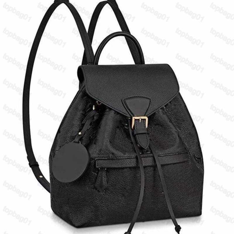 

Montsouris Backpack Woman Classic Brown Flower Fashion Leather Travel Bag Designer Buckle Tie Rope Backpacks Turtledove M45501 M45205, Black brown flower