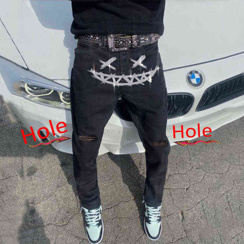 

Y2k Man Black Ripped Stretchy Jeans Skinny Slim Fit Hot Drill Punk Streetwear Biker Trousers Men's Denim Pencil Pants Trendyol, Tz032