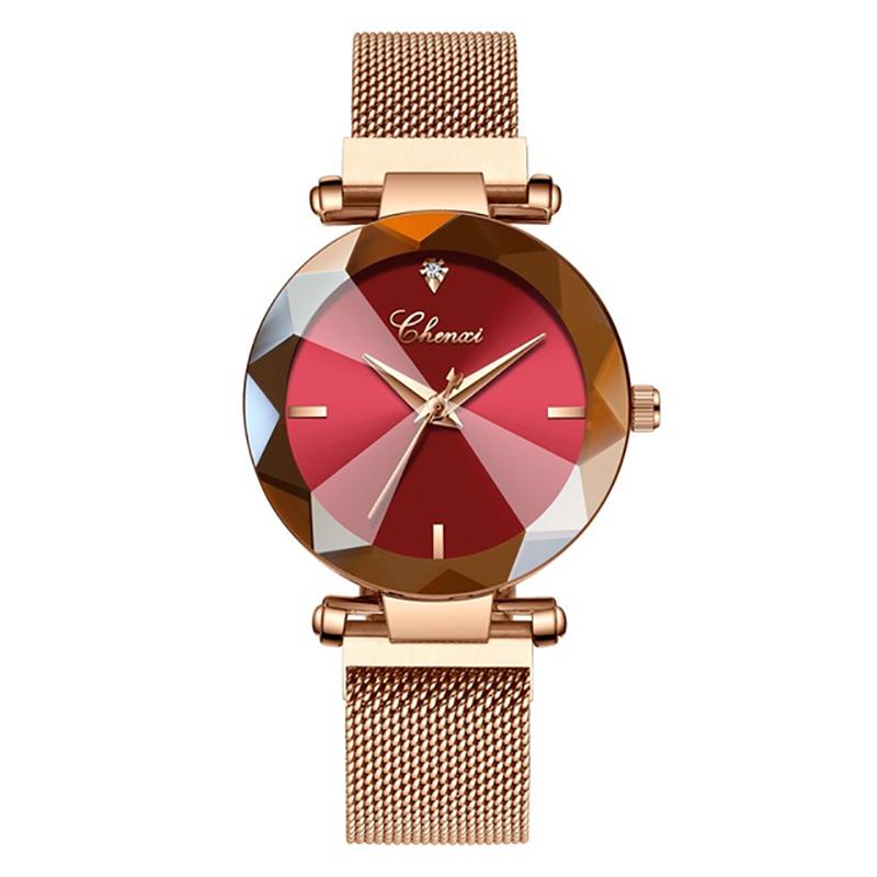 

Wristwatches Fashion Gem Cut Geometry Crystal Luxury Quartz Watches Women's Dress Watch Ladies Clock WristwatchesWristwatches, Brown dial