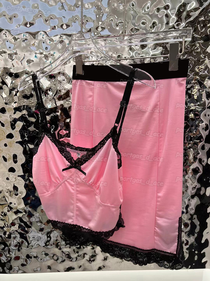 

Sling Satin Womens Sleepwear Sexy Camis Skirts Pajamas Set Summer Women Cool Comfortable Pajama, Pink