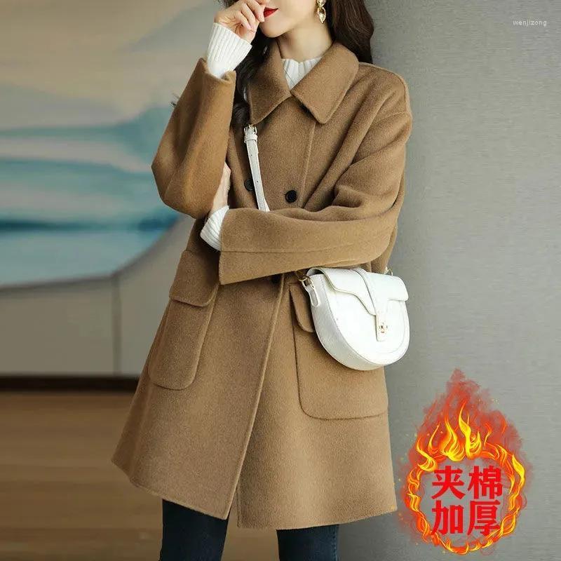 

Women's Wool & Blends Woolen Coat Autumn/Winter Thicken Jacket 2022 Double Breasted Outwear Korean Slim Mid-length, Gray