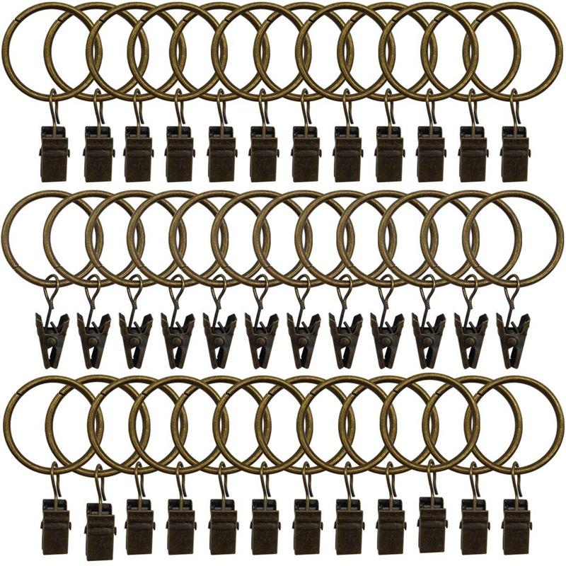 

Other Home Decor 36 Pack Rings Curtain Clips Strong Metal Decorative Drapery Window Ring With Clip Rustproof Vintage 1.26 Inch Interior D