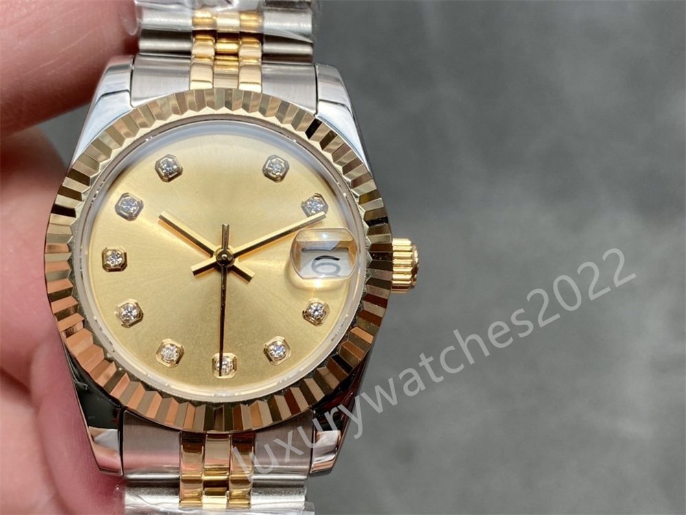 Ladies Wristwatch 31mm Champagne Gold Dial GS&factory Stainless Steel Two Tones Asia 2813 Movement Jubilee Mechanical Automatic Womens Dropshipping