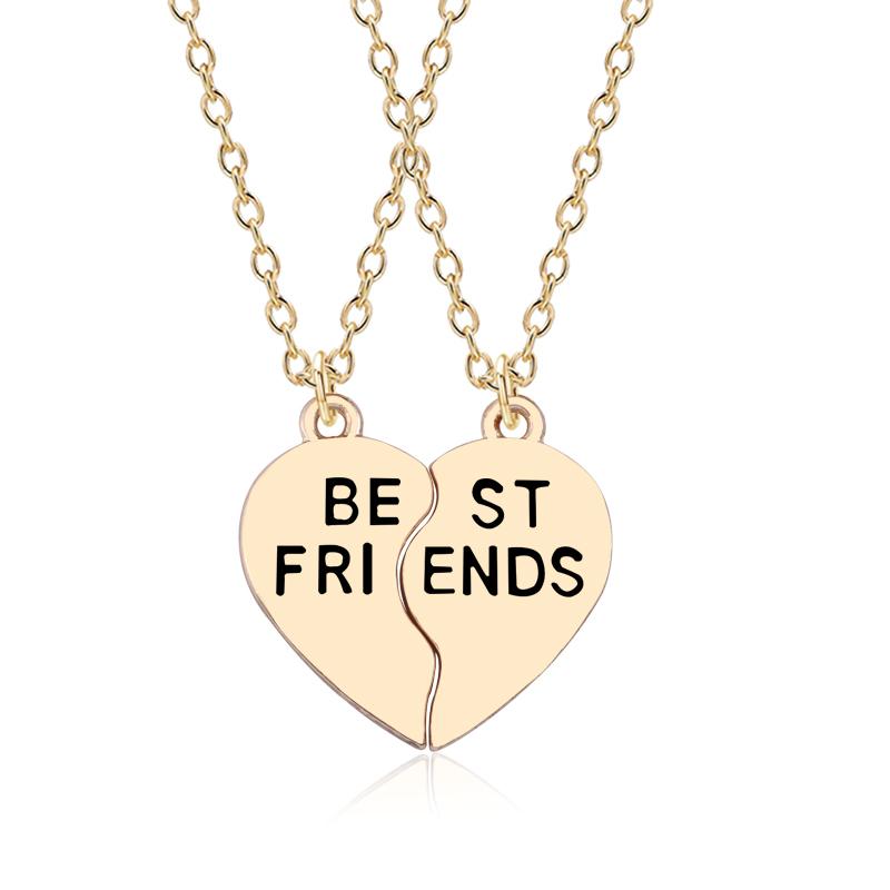 

Pendant Necklaces PCS/Set Friends Gold Two Colors Borken Peach Heart Necklace BFF Jewelry Creative KeepsakePendant
