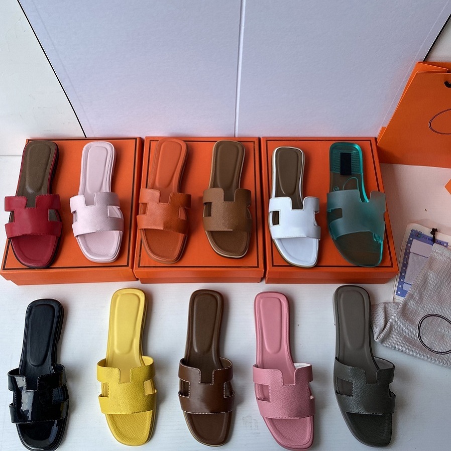 Designer Sandals Luxury Oran Slippers Brand Slides Genuine Leather Flip Flops Women Shoes Sneakers Trainer Boots with Box Dustbag by 1978 003