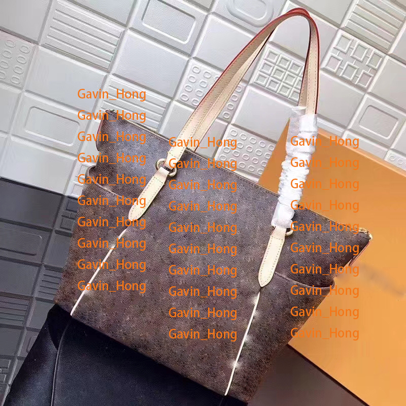 

Fashion Design Totes Large Women Handbag Bag Shopping Bags High Quality Level Tote Leather Strap Lady Purse, Brown letter