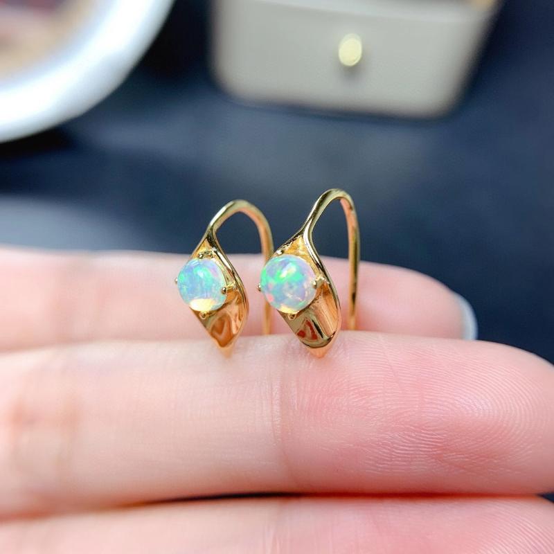 

Dangle & Chandelier Design Style Silver Gemstone Earrings For Young Girl 5mm 100% Natural Opal Solid 925 JewelryDangle