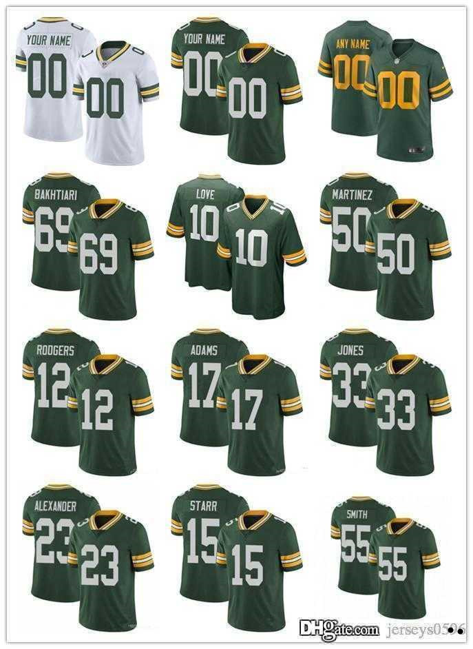 

7 Quay Walker 95 Devonte Wyatt custom Green Bay''Packers''Jersey 12 Aaron Rodgers 23 Jaire Alexander 32 Rasul Douglas Football Jerseys, Color