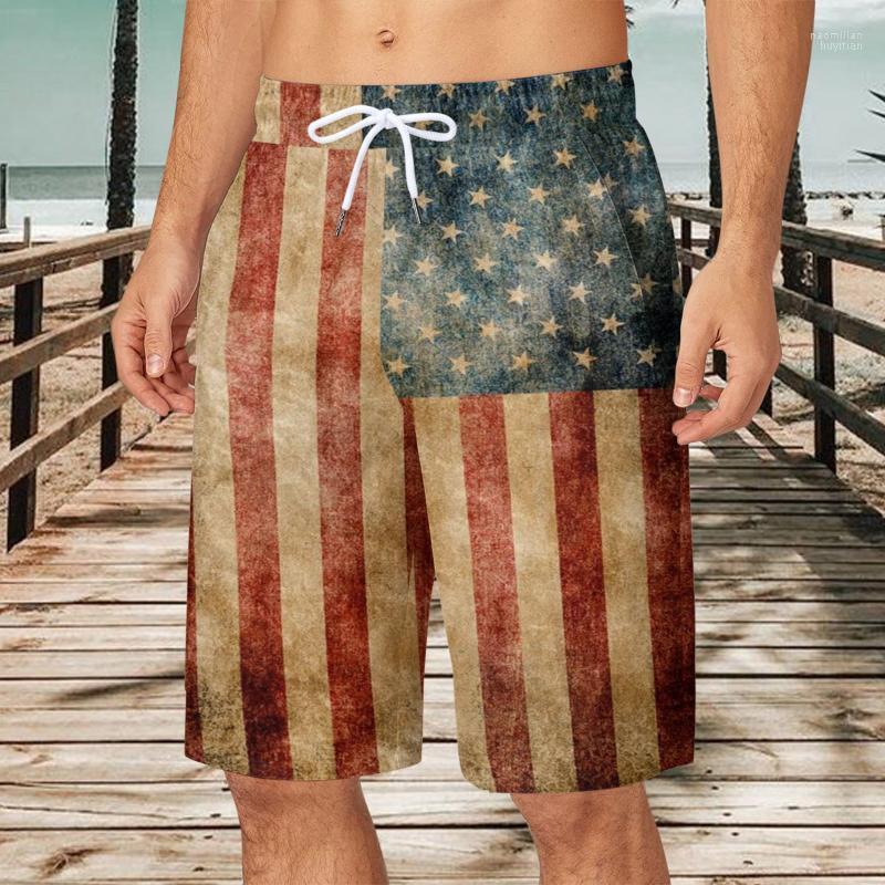 

Men' Shorts Mens Red Board Summer Independence Day Pants Pocket Drawstring Loose Casual Sports Running Straight FiveMen' Naom22, Brown