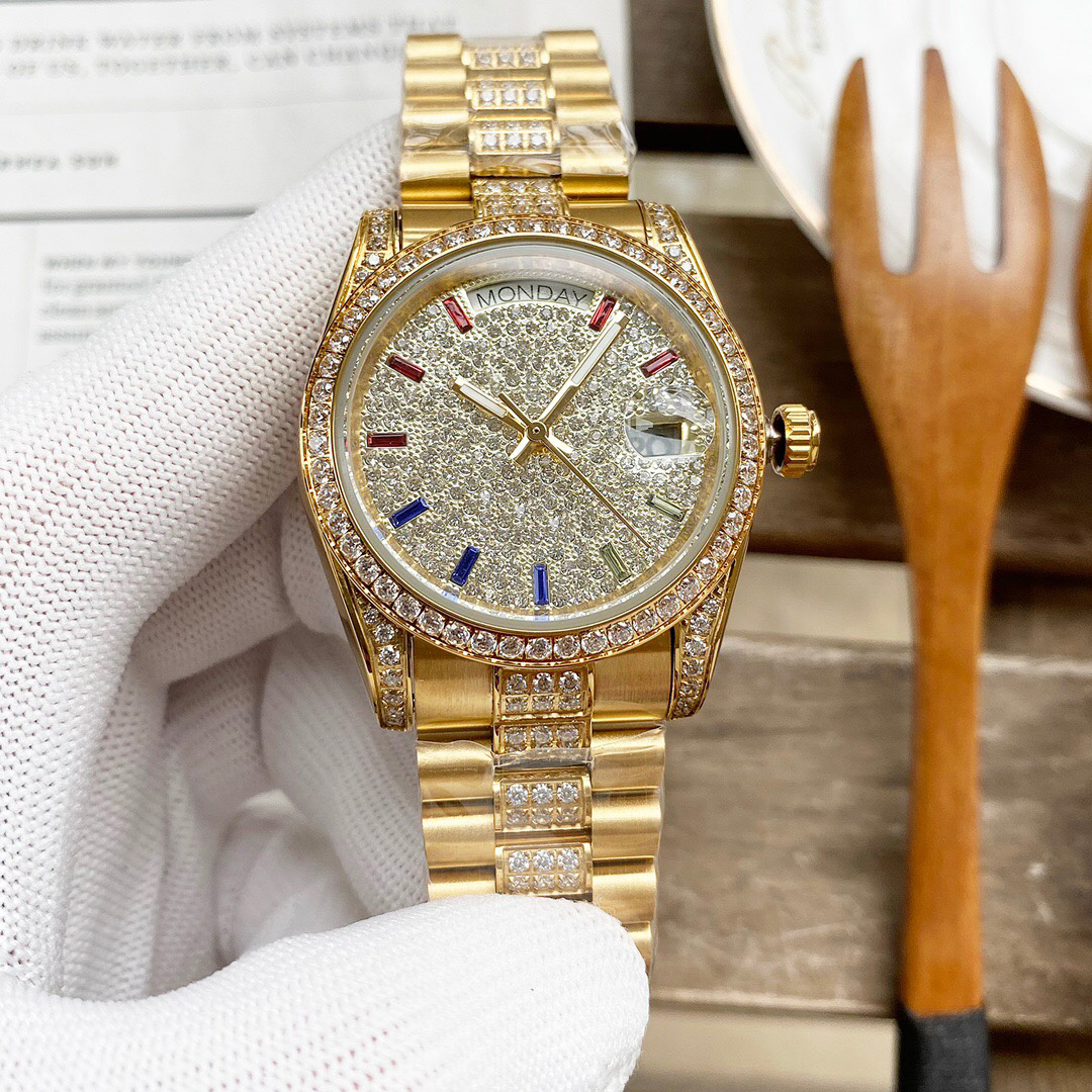 

Top Brand Men's Watch Gold Fashion Iced Out Automatic Movement Watches Men Clock Montre De Luxe, Original box