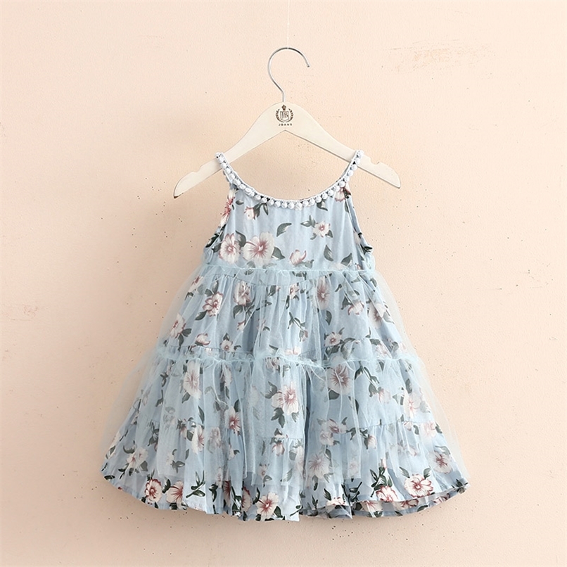 Summer 2 3 4 5 6 7 8 9 10 Years Floral Lace Patchwork Lining Backless Pearl Mesh Ball Gown Dress For Kids Baby Girls 220422