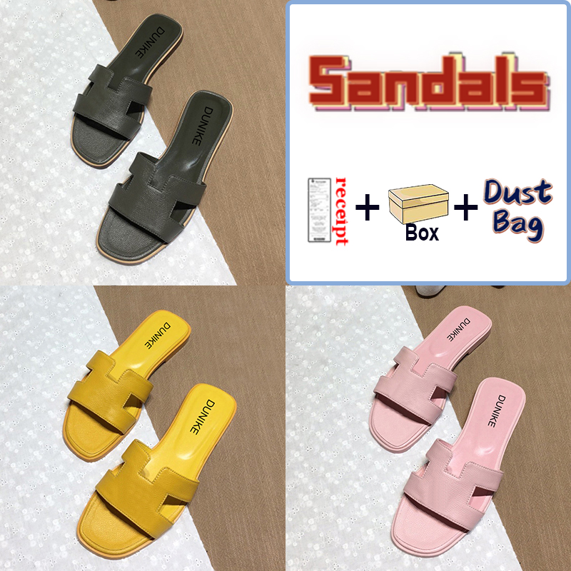 

Newest Slippers Women Lychee Skin Beach Sandals Khaki Dark Grey Lime Sky Blue Summer Indoor Outdoor Shoes Ladies Patent Leather Slides, Double shoe box