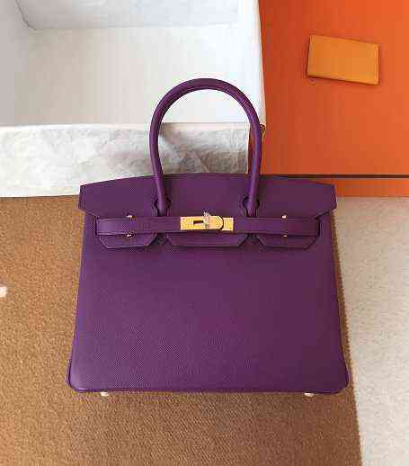

designer herme birkins bags Director hand sewn platinum bag 30cm sea anemone purple Epsom calfskin gold buckle yzl, Sky blue