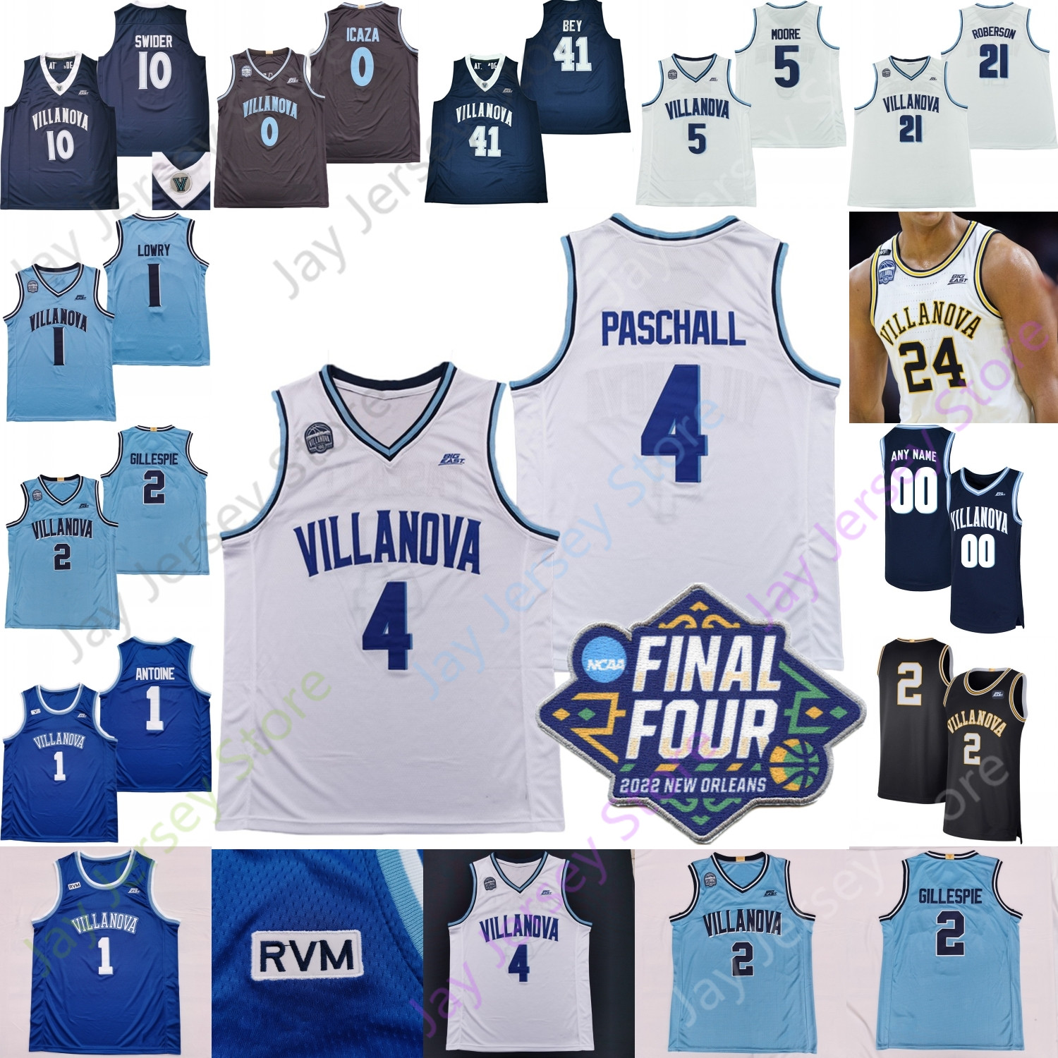 

2022 Final Four 4 Villanova Wildcats Basketball Jersey NCAA College Caleb Daniels Eric Dixon Brandon Slater Longino Lowry Gillespie Armstrong Brizzi Bey Swider, Black i