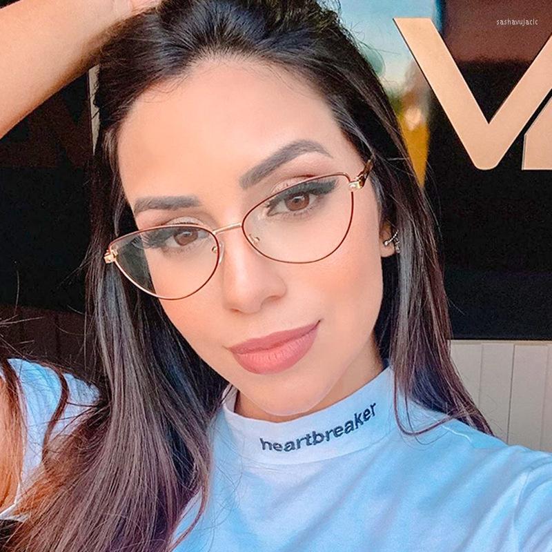 

Sunglasses WackSaria 2022 Women Glasses Frame Metal Oval Shape Blue Light Blocking Fashion Computer Protection Clear Transparent
