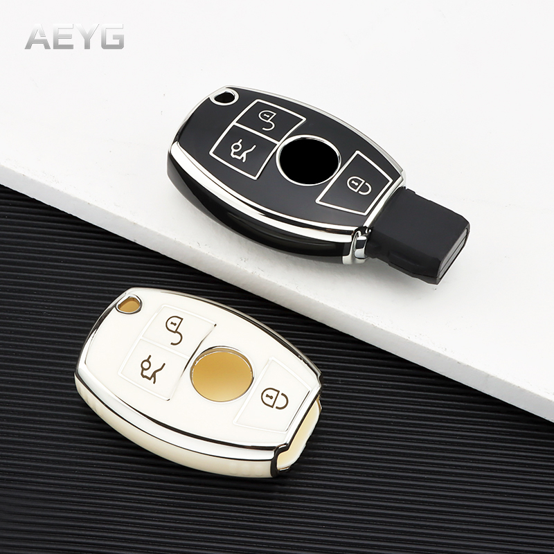 

TPU Car Remote Key Case Cover Shell Fob For Mercedes Benz A B C E R Class GLS GLA GLK GLC CLS CLA AMG W204 W205 W212 W463 W176, Drill ring