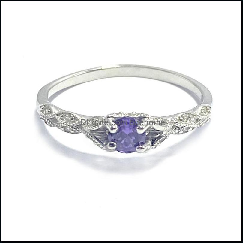 

Wedding Rings S925 Sterling Sier Amethyst Stone Personality Ladies Ring European And American Simple Design Drop Delivery 2021 Bdehome Dhufh