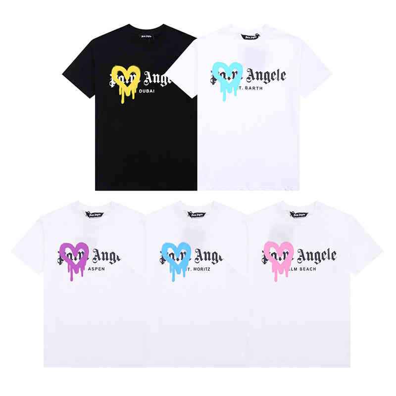 

Paimangler new PA short sleeve love spray paint fashion brand t-shirt men' bottomed Shirt Top Men' and women' same style, White